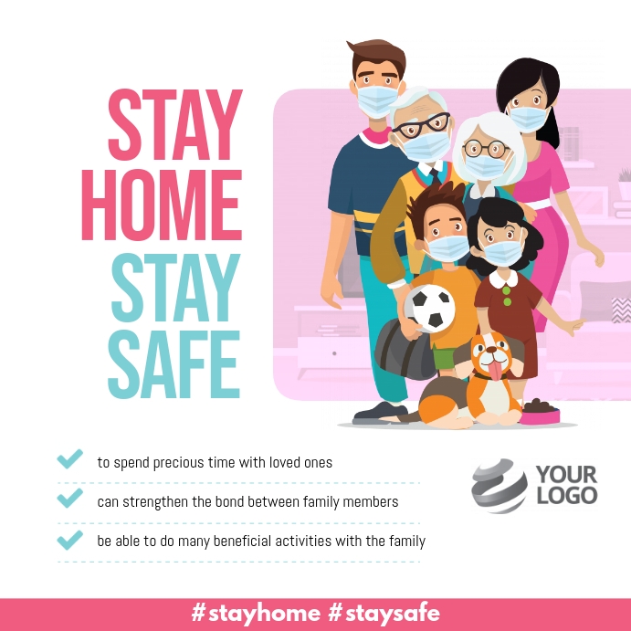 Stay Home Stay Safe Covid-19 Instagram Iphosti le-Instagram template