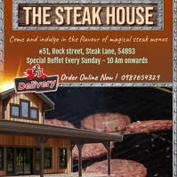 steak, restaurant, cafe, fast food, order, Cuadrado (1:1) template