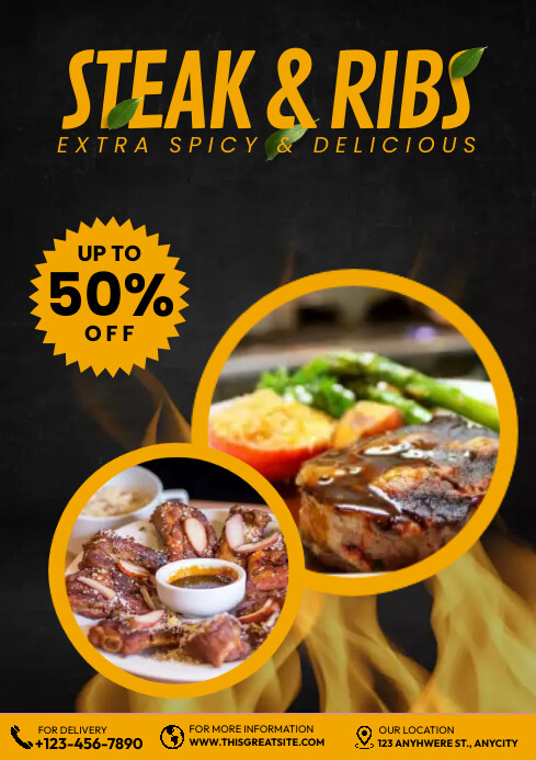 Poster Ribs Steak & Ribs Promo Food Template | PosterMyWall