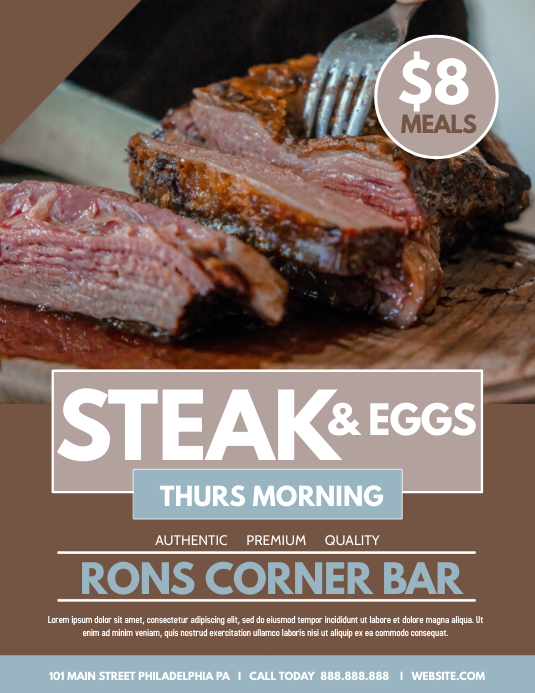 Steak and Eggs Folheto (US Letter) template