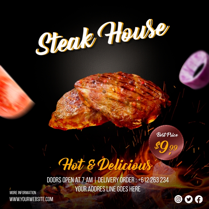 Steak House Menu Instagram Post template