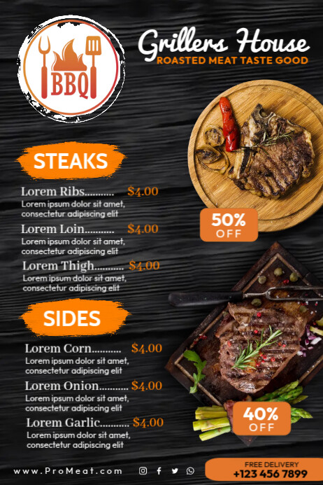 Steak House Menu Template | PosterMyWall