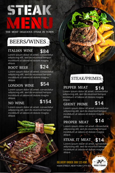 Stake Menu Steak Menu Layout Ads Template | PosterMyWall