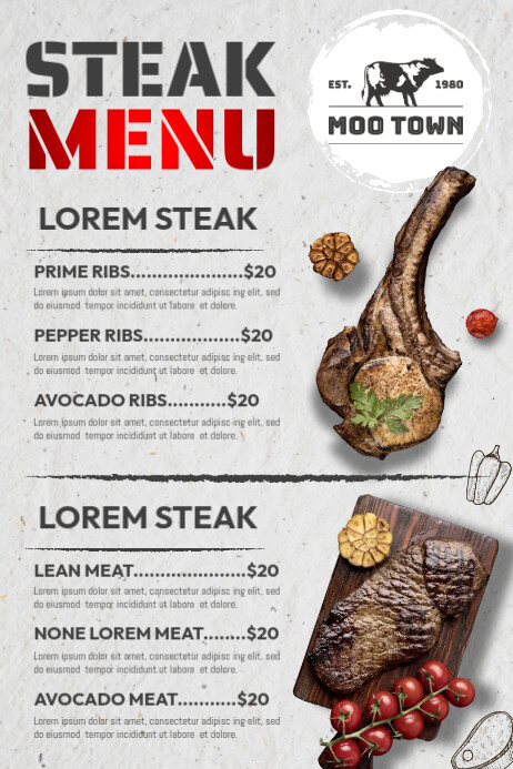 Stake Menu Steak Menu Layout Template | PosterMyWall
