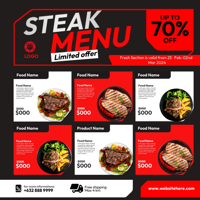 Copy of Steak Menu Template | PosterMyWall