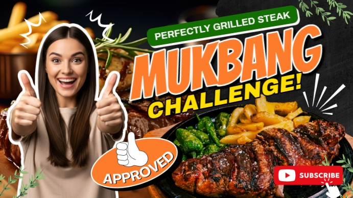 Steak Mukbang Challenge YouTube Thumbnail template