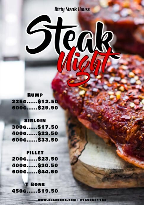 Steak Night Poster A4 $ template
