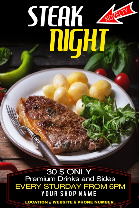 Status Advert Steak night whatsapp status ad Template | PosterMyWall