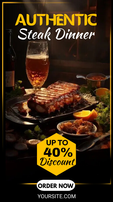 Steakhouse Luxury Restaurant Ad Template | PosterMyWall