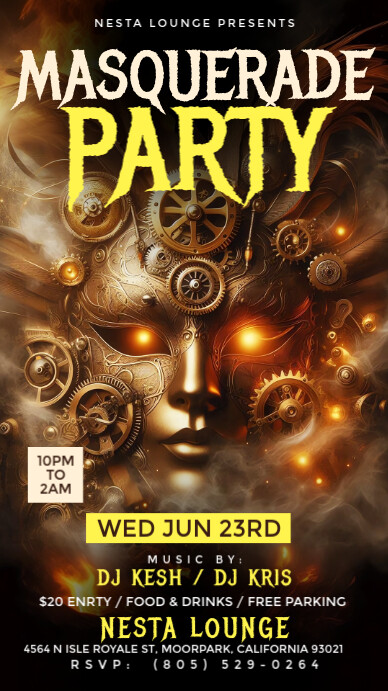 Steampunk Masquerade Party Instagram Story template