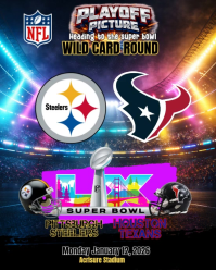 Black Football Wild Card Round Instagram Portrait Template