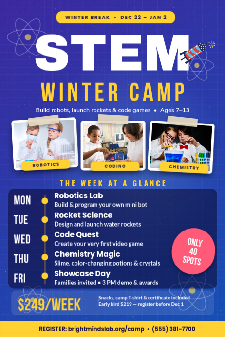 Blue Stem Winter Camp Posters Template | PosterMyWall