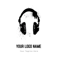 Stencil  Headphones Graffiti Logo Logotipo template