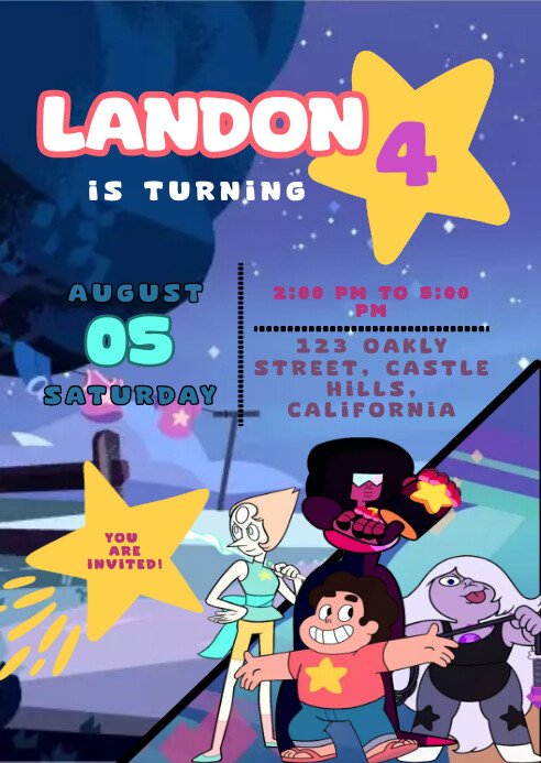 Cartoon Birthday Invitation A6 Template PosterMyWall Cartoon Birthday Invitation A6 Template PosterMyWall