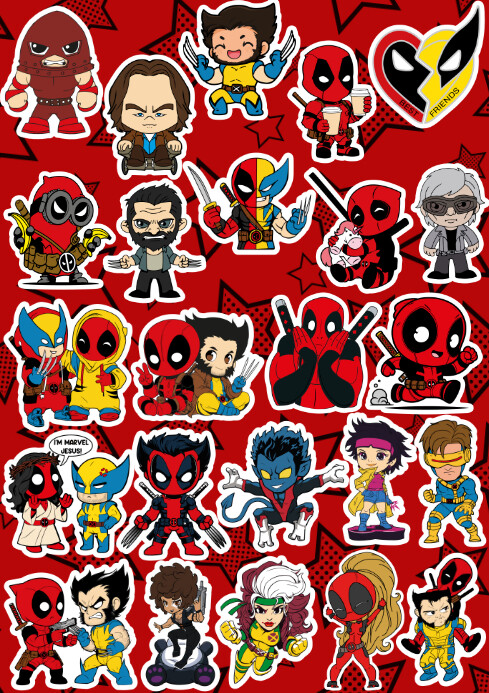 Stickers digital de deadPool y wolverine Templat | PosterMyWall