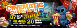 Stitch's Big Screen Bash: Cinematic Chaos Facebook-coverfoto template