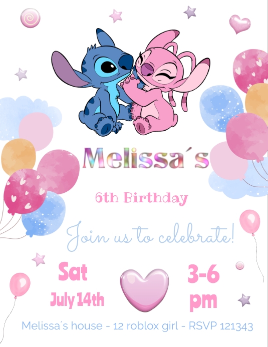 Copy of stitch and angel invitation template PosterMyWall