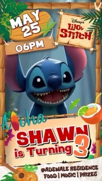 Stitch Birthday Invitation Instagram Story template
