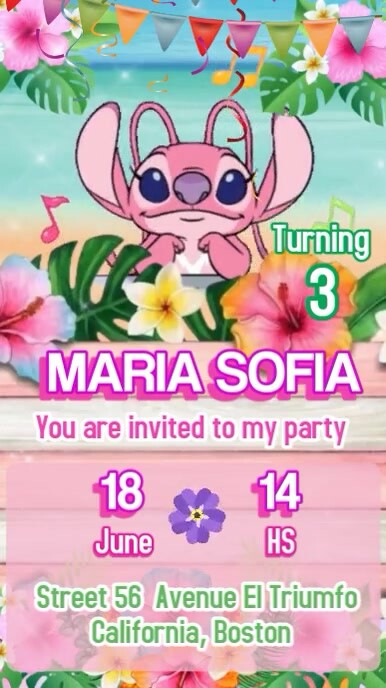 Stitch Birthday Video Invitation Template | PosterMyWall
