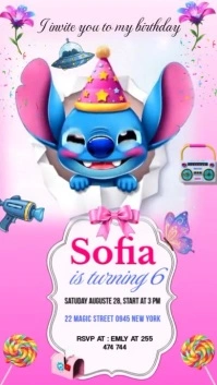Stitch birthday Historia de Instagram template
