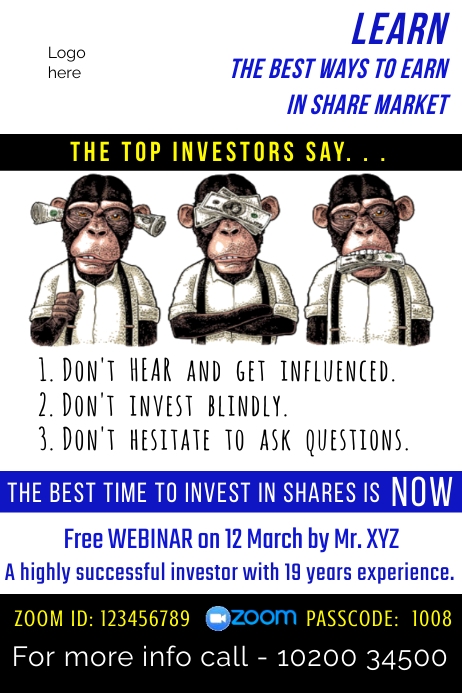 Stock market investement training poster Template | PosterMyWall