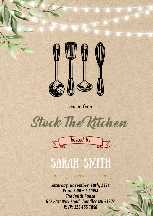 Stock the kitchen shower invitation Template | PosterMyWall