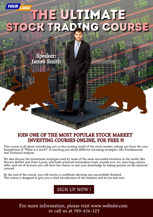 Stock trading course template A4