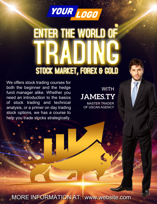 Stock trading course template Flyer (US-Letter)