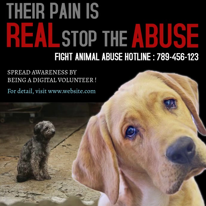 Stop animal abuse awareness design Instagram Plasing template