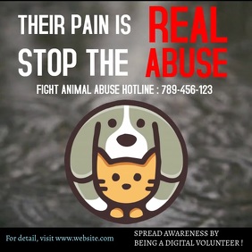 Stop animal abuse awareness design Instagram Post template