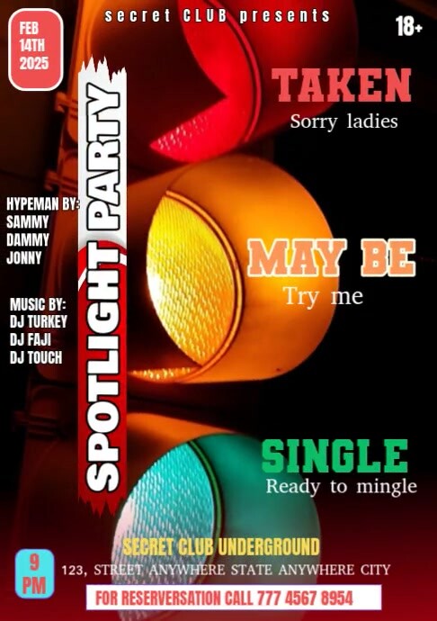 Stop light party A4 template
