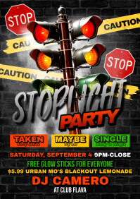 Stop Light Party Flyer A5 template