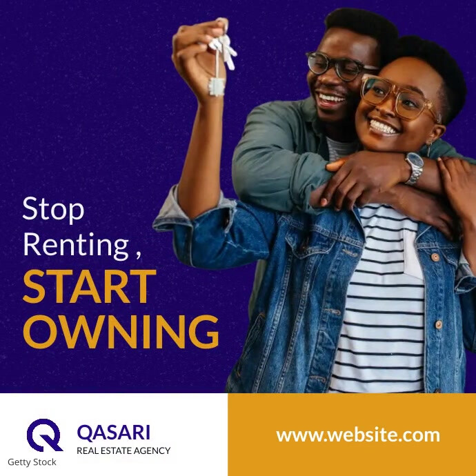 Stop Renting, Start Owning minimal real estat Instagram Post template