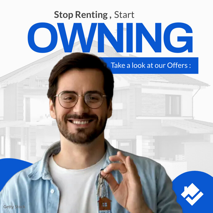 stop renting start owning minimal real estate Template | PosterMyWall