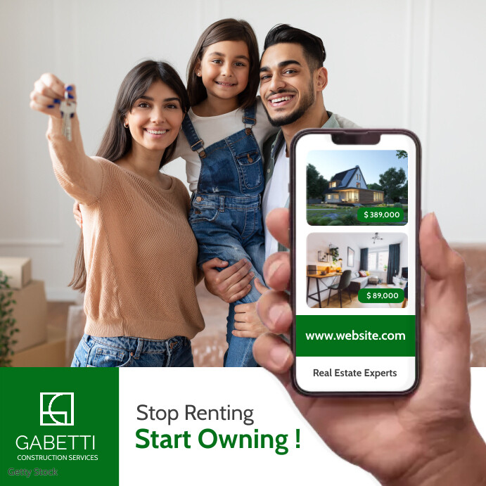 Copy of Stop Renting Start Owning minimal real estate | PosterMyWall