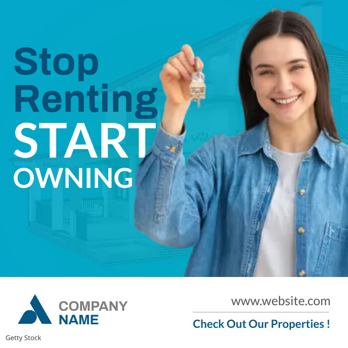 Copy of stop renting start owning real estate minimal | PosterMyWall
