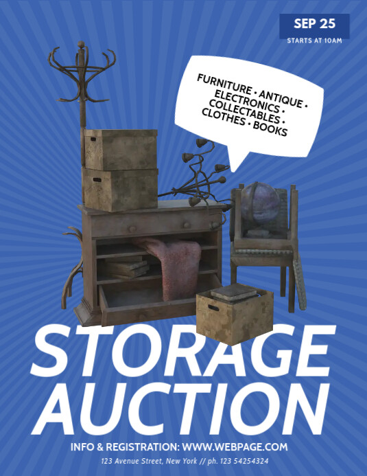 Storage Unit Auction Sheet Storage Auction Flyer Template | PosterMyWall