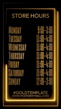 Store Business Hours Digital Display Vertical template
