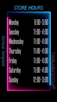 Store Business Hours Digital Display Vertical template