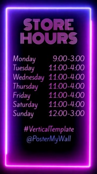 Store Business Hours Digital Display Vertical Template | PosterMyWall