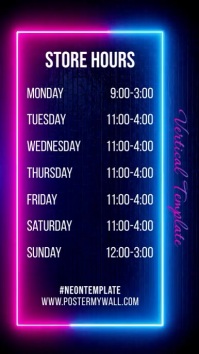Store Business Hours Digital Display Vertical template