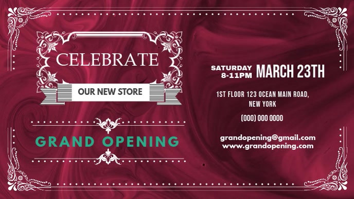 Store Grand Opening Celebration Facebook Cover Video Film w tle na Facebooka (16:9) template