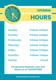 Hvid Business Opening Hours A3 Template