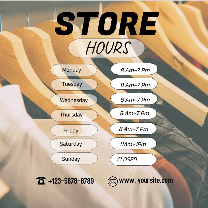Plantilla de Store hours | PosterMyWall