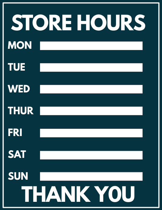 Store Hours Template | PosterMyWall