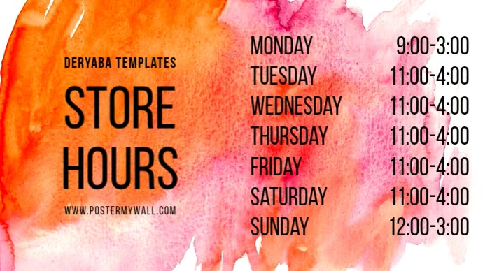 Store Hours Digital Display Template | PosterMyWall