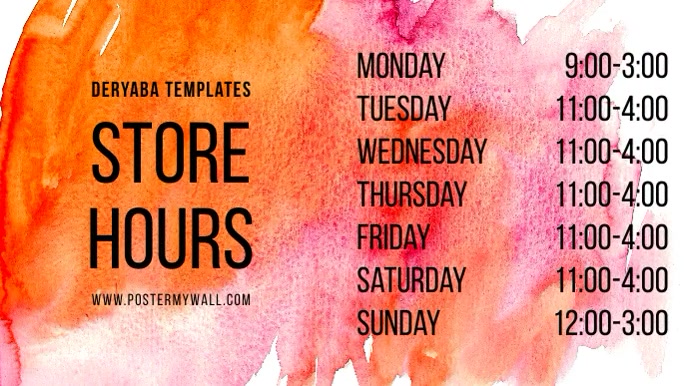 Store Timing Template Simple Store Hours of Work Digital Display Template | PosterMyWall