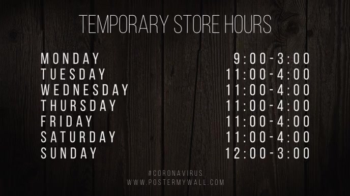 Store Hours of Work Digital Display Template | PosterMyWall