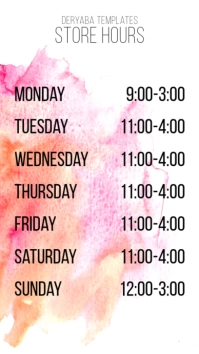 Store Hours of Work Digital Display template