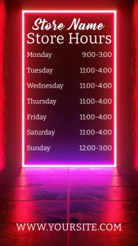Store Hours of Work Digital Display red sign Historia de Instagram template